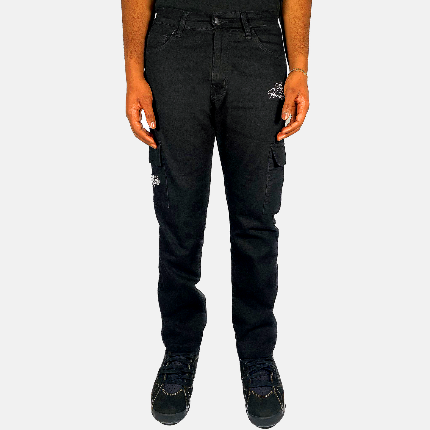 'OG SCRIPT' CARGO JEANS - BLACK