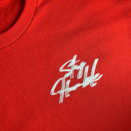 'BLURRY SCRIPT™' T-SHIRT - RED