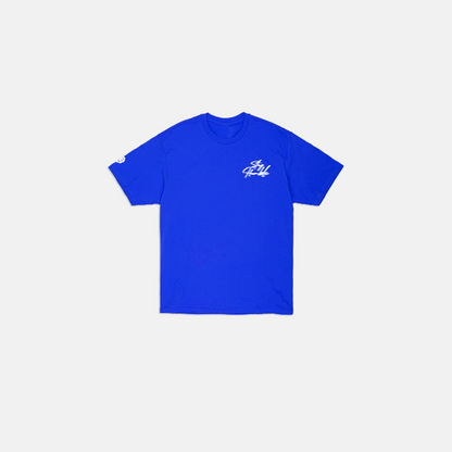 'BLURRY SCRIPT™' T-SHIRT - BLUE
