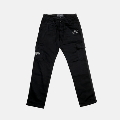 'OG SCRIPT' CARGO JEANS - BLACK
