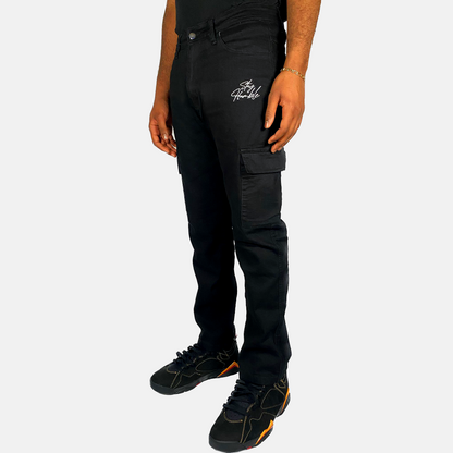 'OG SCRIPT' CARGO JEANS - BLACK