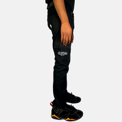 'OG SCRIPT' CARGO JEANS - BLACK