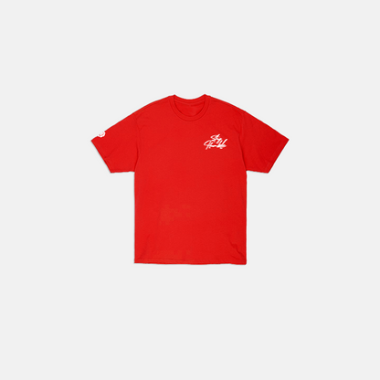 'BLURRY SCRIPT™' T-SHIRT - RED