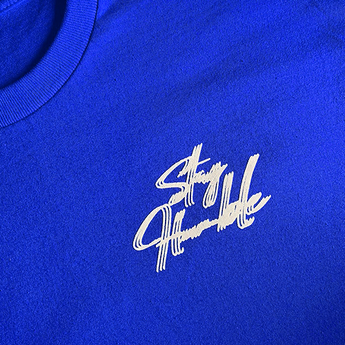 Styched Font Blue Tshirt